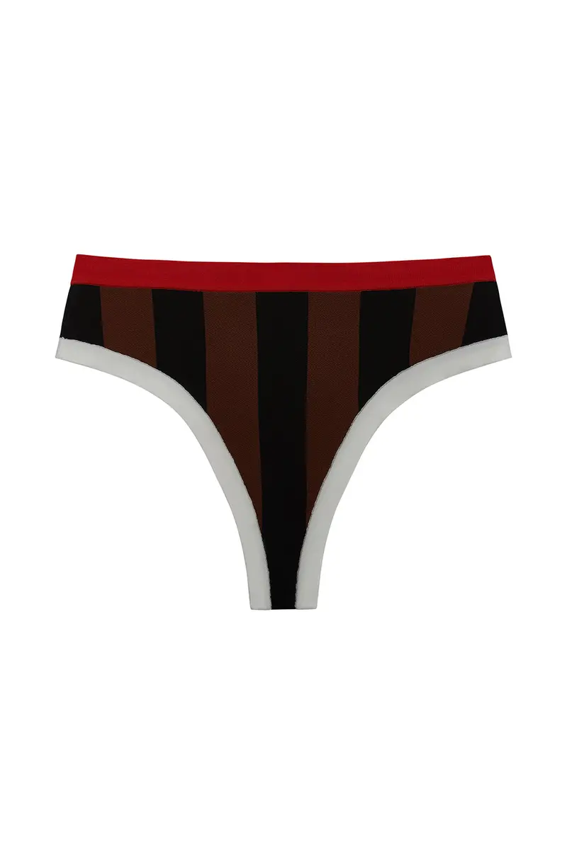 La Plage Bottom In Black/Brown Stripe 1