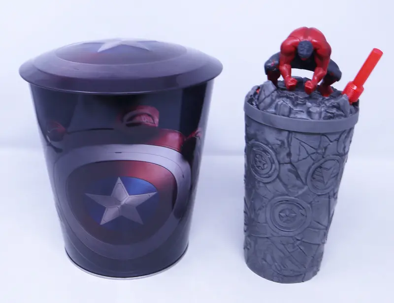 Odeon Cinema Marvel Studios Captain America Brave New World Movie Popcorn Tin Bucket + Plastic Drink Cup With Straw & Hulk Topper Lid New Promotional Souvenir Bundle Lot 1
