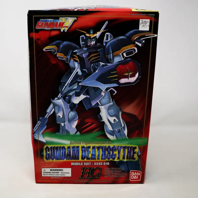 Vintage 1995 90S Bandai W-Gundam Wing Gundam Deathscythe Mobile Suit Xxxg-01D 1/100 Scale Action Figure Model Kit Assembled Boxed Japan 1
