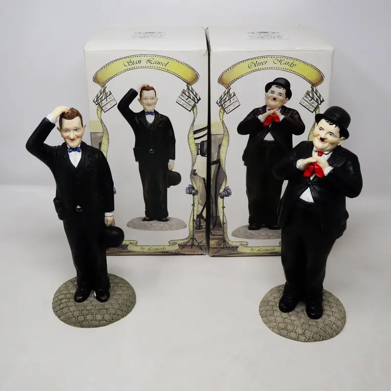 Vintage 1997 90S The Leonardo Collection Stan Laurel & Oliver Hardy Figures Figurines Ornaments Knick Knacks Boxed Rare 1