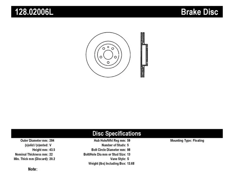 Stoptech 128.02006L Cross-Drilled Rear Left Brake Rotor – Sport Series 1