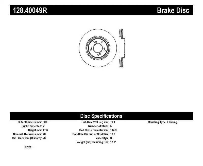 Stoptech 128.40049R Sport Cross-Drilled Front Right Brake Rotor 1