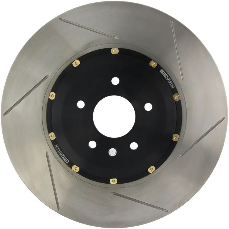 Stoptech 129.46083.36 Aerorotor Two-Piece Rear Right Rotor – Black Hat, Zinc-Coated, Drilled 1