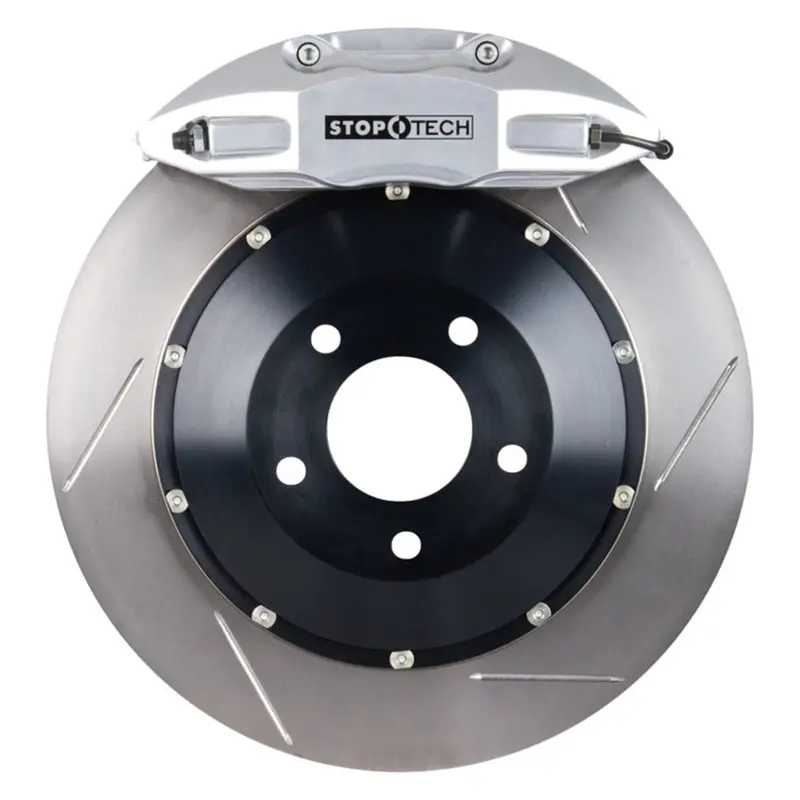 Stoptech 82.895.5N00.61 Big Brake Kit – Front Slotted One-Piece Rotors With Silver Calipers 1