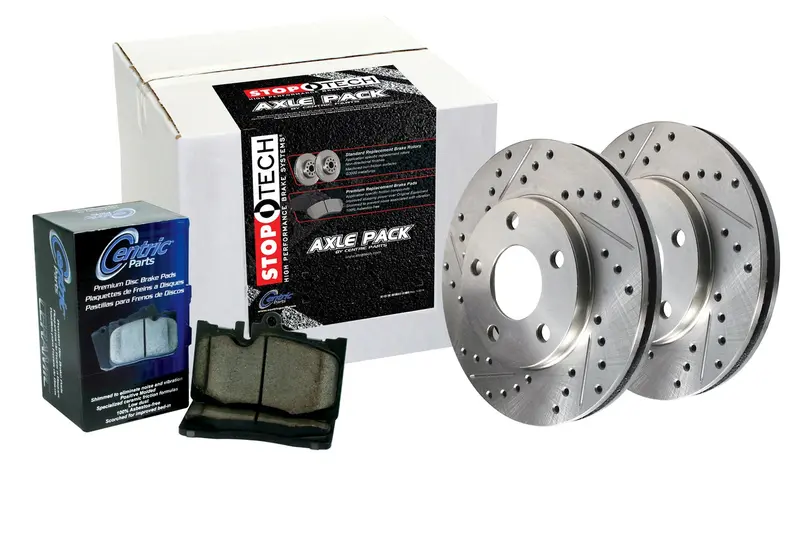 Stoptech 977.66007R Sport Axle Pack – Rear Slotted Rotors With Brake Lines 1